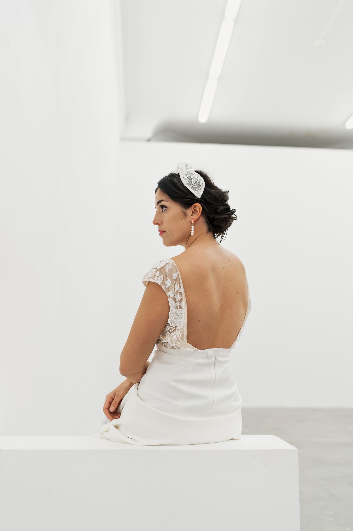 bibi mariée mariage Aphrodite dentelle tulle soie haute couture atelier Mantille Toulouse artisanat responsable création Occitanie