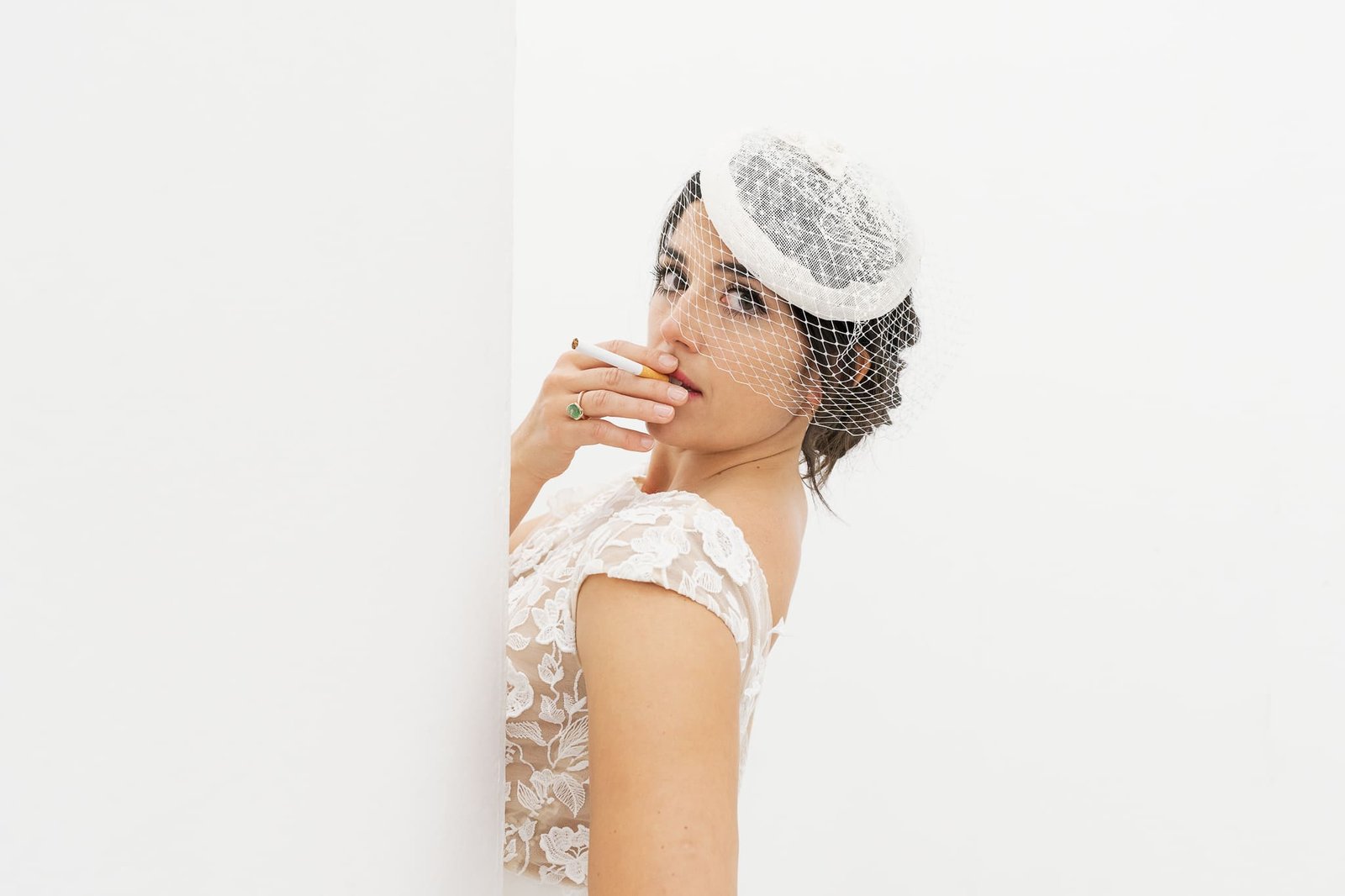 bibi Demeter voilette soie perles coiffure mariée mariage atelier Mantille Toulouse artisanat responsable Occitanie