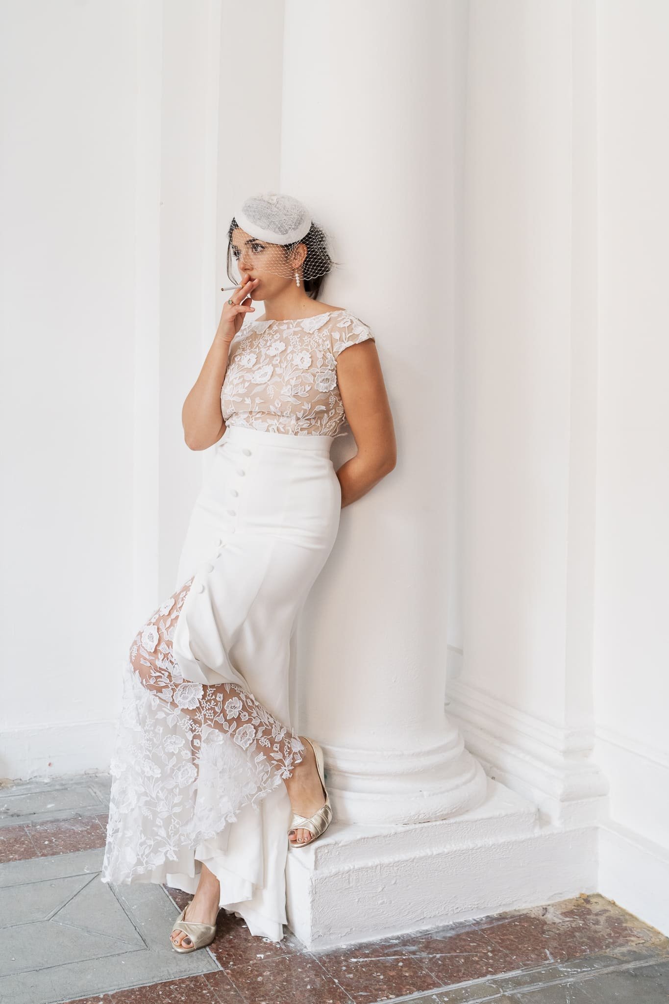 bibi Demeter voilette soie perles coiffure mariée mariage atelier Mantille Toulouse artisanat responsable Occitanie