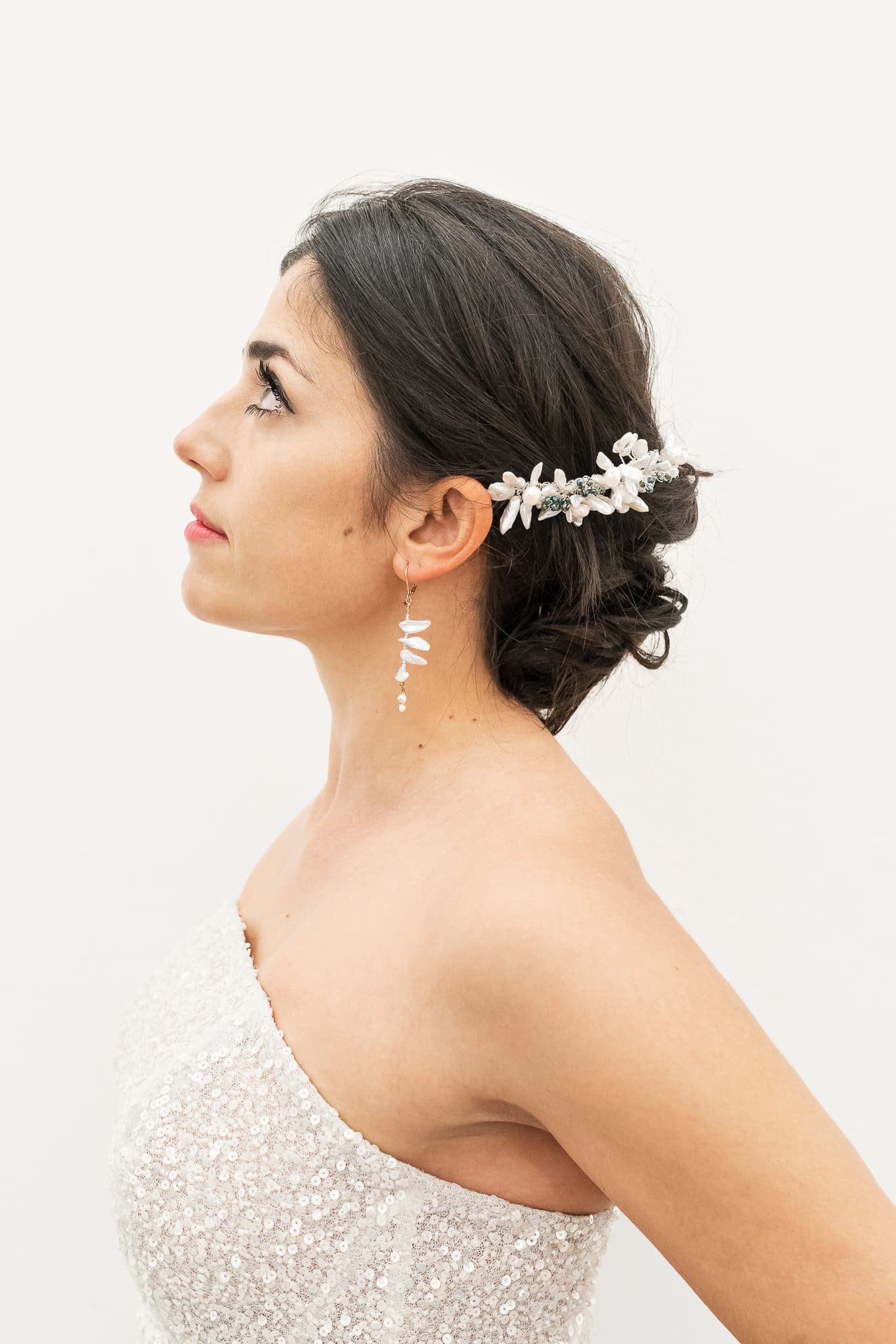 peigne Themis soie perles fleurs coiffure mariée mariage atelier Mantille Toulouse artisanat responsable Occitanie