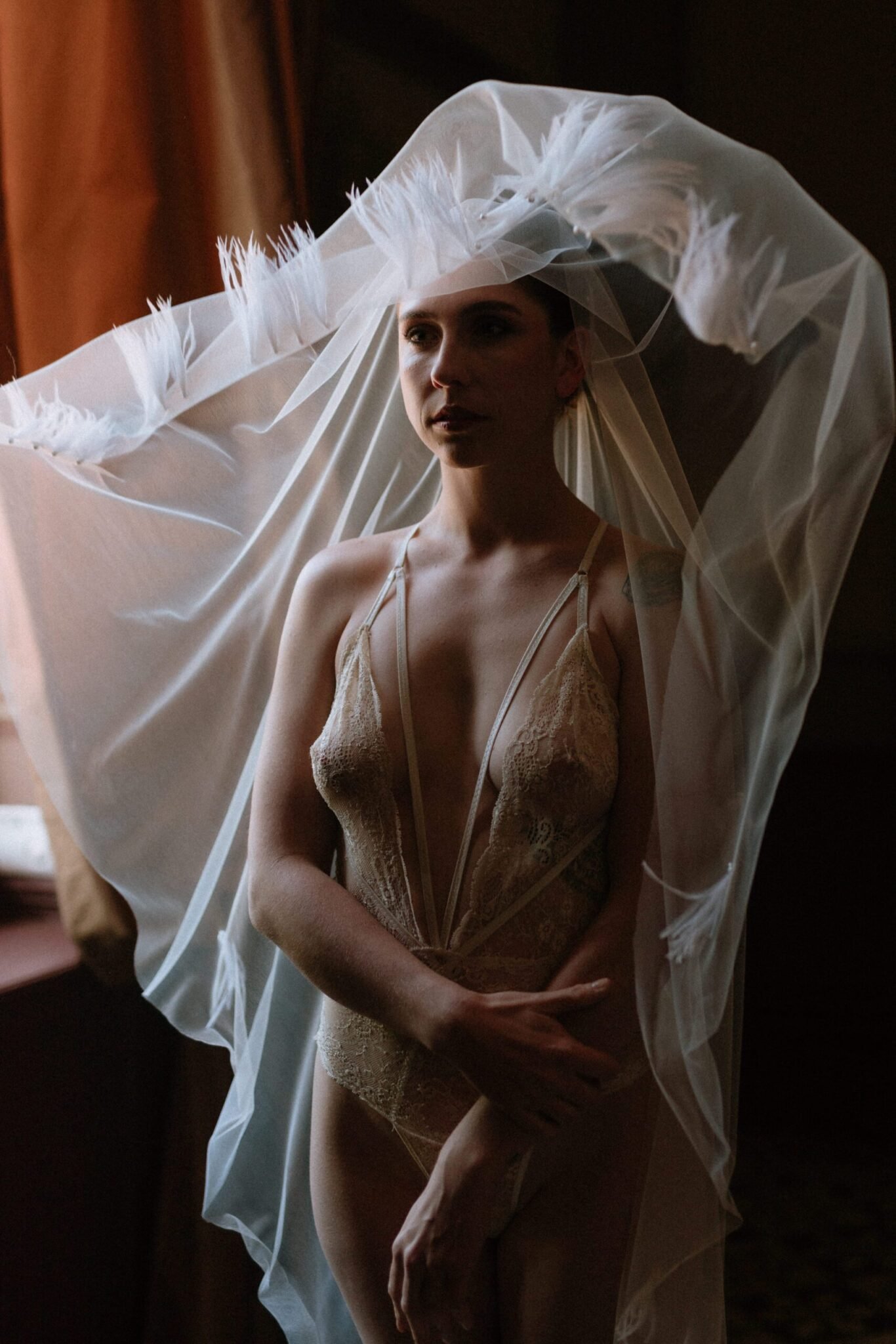 voile mariée Eole pièce unique perles plumes atelier Mantille Toulouse artisanat responsable création Occitanie