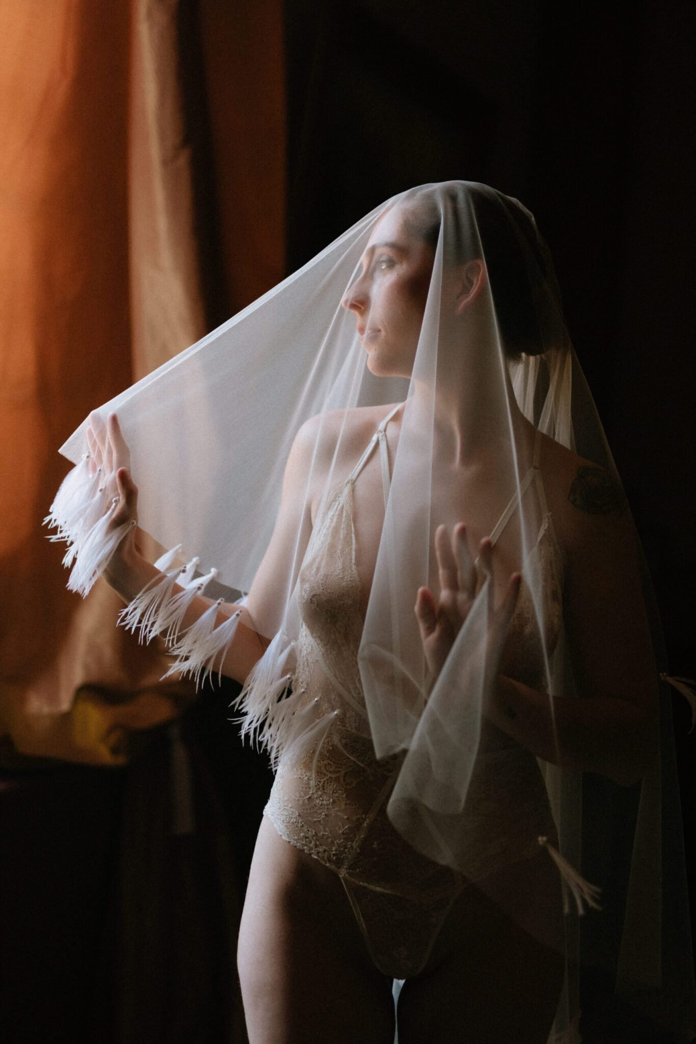 voile mariée Eole pièce unique perles plumes atelier Mantille Toulouse artisanat responsable création Occitanie