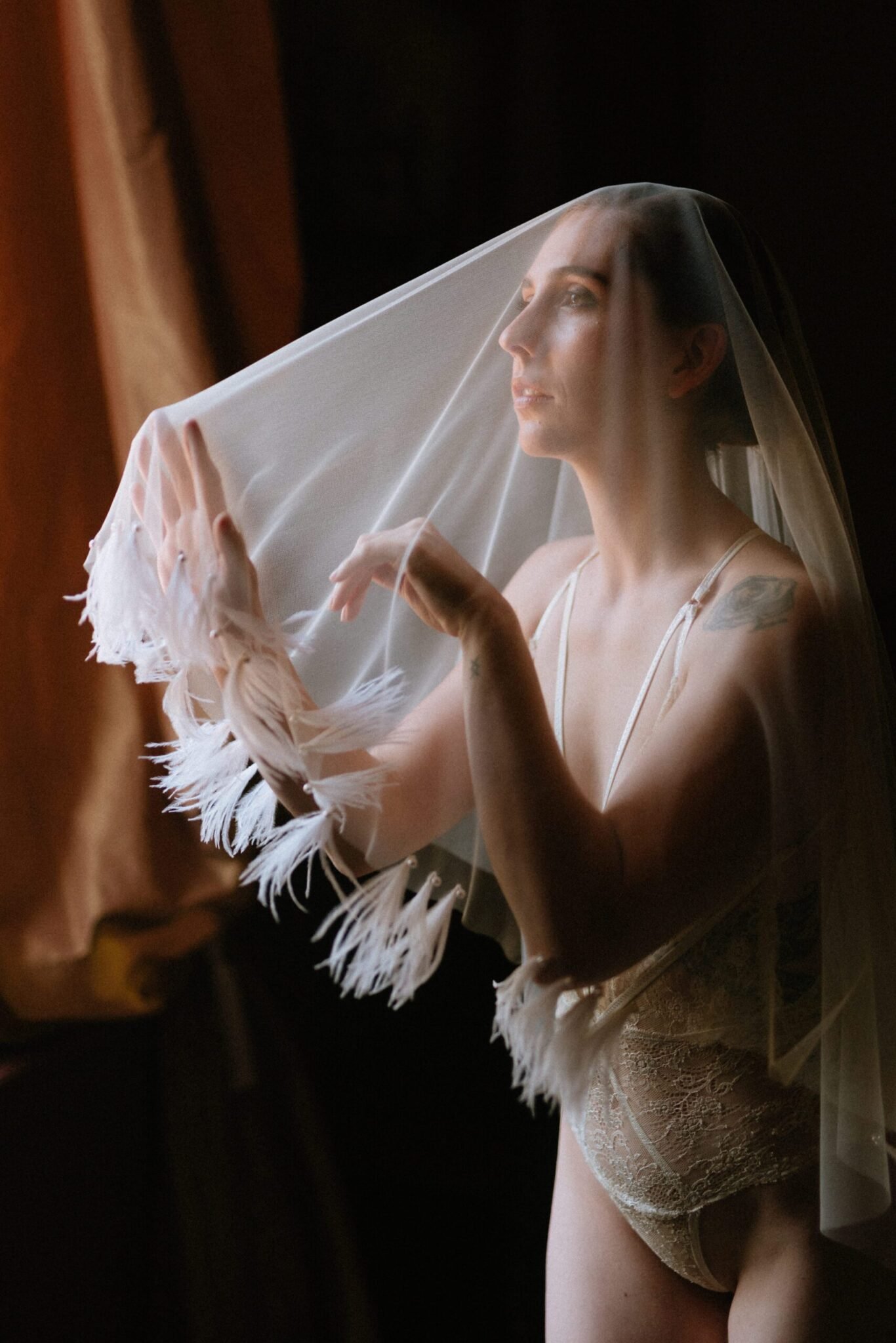 voile mariée Eole pièce unique perles plumes atelier Mantille Toulouse artisanat responsable création Occitanie