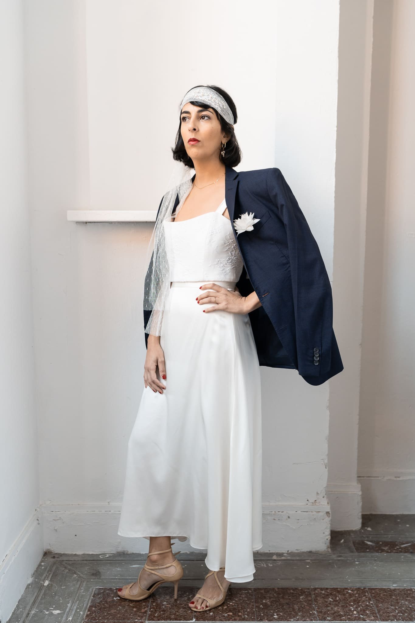 ruban brodé perles cheveux nouer coiffure mariée mariage atelier Mantille Toulouse artisanat responsable Occitanie